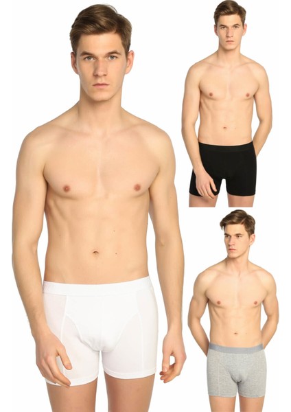 Erkek Beyaz 3'lü Paket Likralı Boxer ELF568T0114CCM3