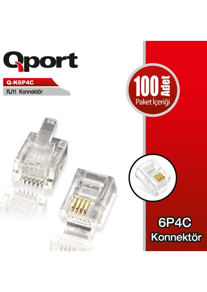 Q-K6P4C RJ11 Telefon Soketi 100'lü Paket