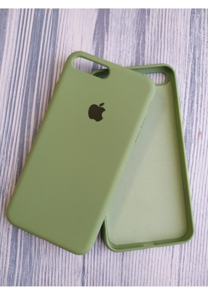 Apple iPhone 8 Plus Uyumlu Lansman Içi Kadife Silikon Logolu Kılıf