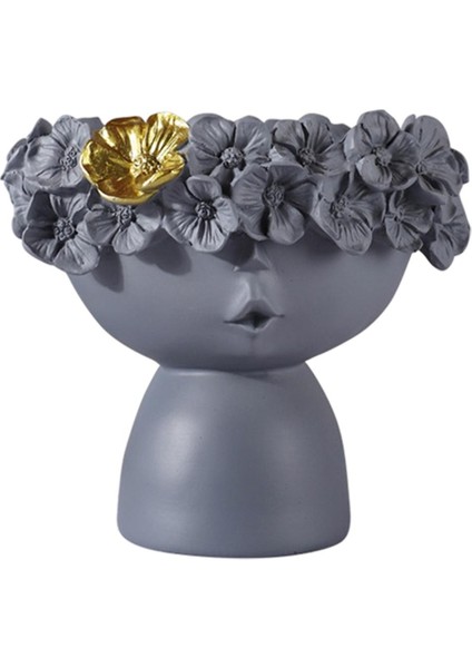 Reçine Kız Kafa Vazo Heykeli Masa Çiçek Pot Nordic Heykeli Süs Gri (Yurt Dışından) fiyatları