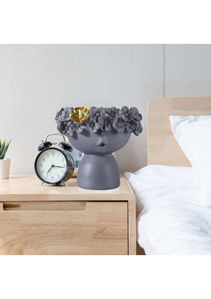 Reçine Kız Kafa Vazo Heykeli Masa Çiçek Pot Nordic Heykeli Süs Gri (Yurt Dışından) fırsatları
