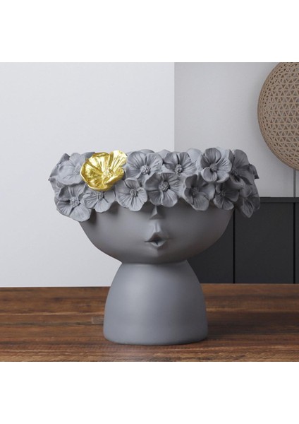 Reçine Kız Kafa Vazo Heykeli Masa Çiçek Pot Nordic Heykeli Süs Gri (Yurt Dışından) indirimleri