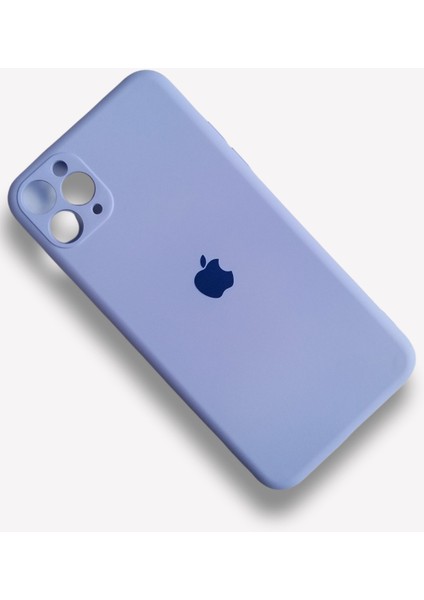 Apple iPhone 11 Pro Max Uyumlu Kamera Korumalı Lila Lansman Içi Kadife Silikon Logolu Kılıf