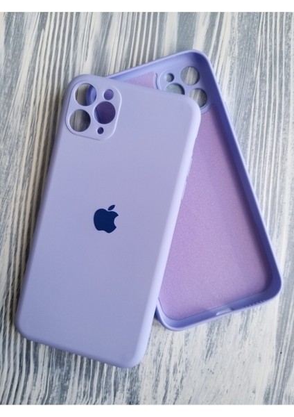 Apple iPhone 11 Pro Max Uyumlu Kamera Korumalı Lila Lansman Içi Kadife Silikon Logolu Kılıf