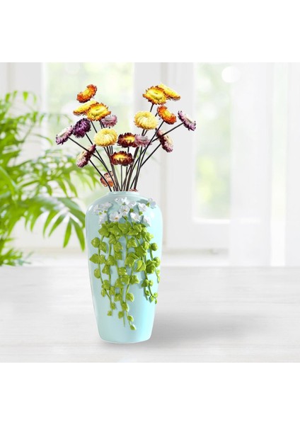 Doku Reçine Kuru Çiçek Vazo Ev Dekor Bitki Pot Konteyner El Yapımı Mavi 11X19CM (Yurt Dışından)