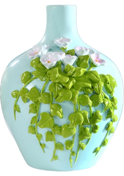 Doku Reçine Kuru Çiçek Vazo Ev Dekor Bitki Pot Konteyner El Yapımı Mavi 11X15 cm (Yurt Dışından)
