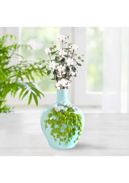 Doku Reçine Kuru Çiçek Vazo Ev Dekor Bitki Pot Konteyner El Yapımı Mavi 11X15 cm (Yurt Dışından)