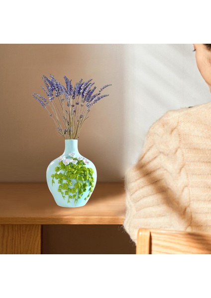 Doku Reçine Kuru Çiçek Vazo Ev Dekor Bitki Pot Konteyner El Yapımı Mavi 11X15 cm (Yurt Dışından)