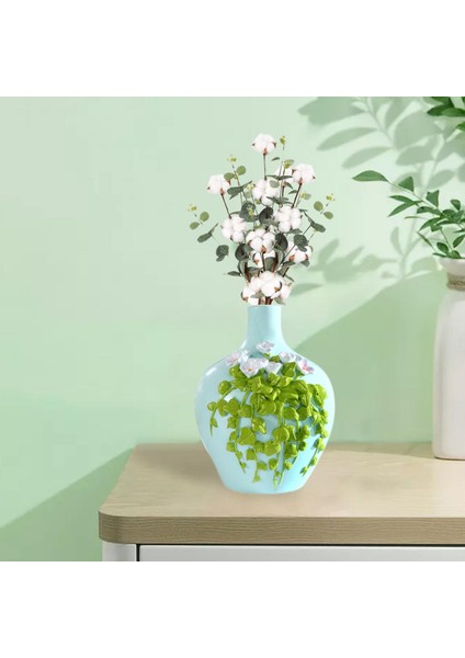 Doku Reçine Kuru Çiçek Vazo Ev Dekor Bitki Pot Konteyner El Yapımı Mavi 11X15 cm (Yurt Dışından)