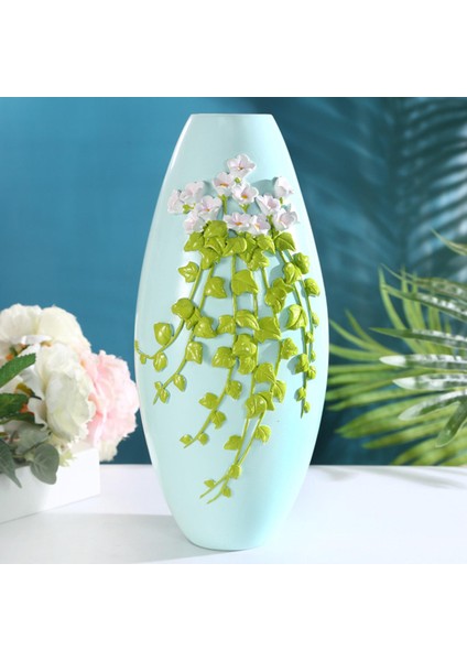 Doku Reçine Kuru Çiçek Vazo Ev Dekor Bitki Pot Konteyner El Yapımı Mavi 11X28 cm (Yurt Dışından)