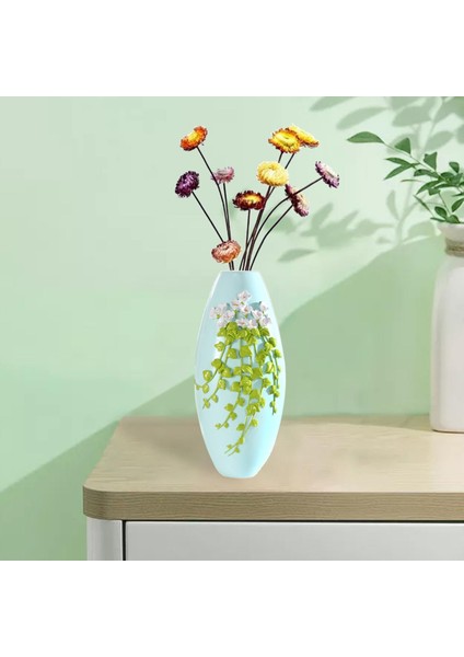 Doku Reçine Kuru Çiçek Vazo Ev Dekor Bitki Pot Konteyner El Yapımı Mavi 11X28 cm (Yurt Dışından)