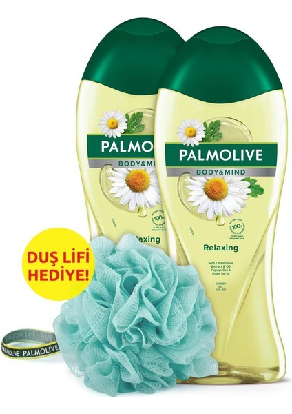 Body & Mind Papatya Özü Rahatlatıcı Banyo ve Duş Jeli 500 ml x 2 Adet + Duş Lifi