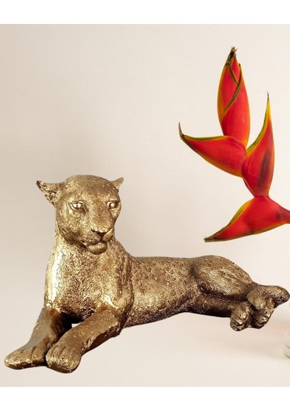 Panter Heykel Biblo Sarı