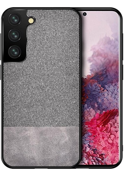 Samsung Galaxy S22 Fabrik Seri Kumaş Desen Kılıf - Gri