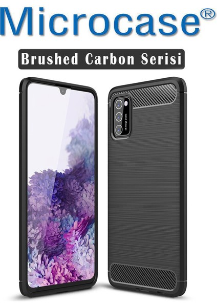 Samsung Galaxy A03S Brushed Carbon Fiber Silikon Kılıf - Siyah