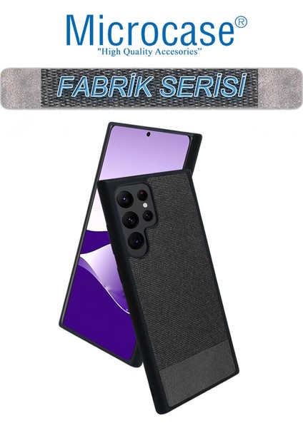 Samsung Galaxy S22 Ultra Fabrik Kumaş Desen Kılıf Siyah