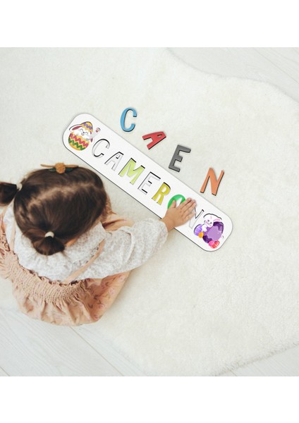 Toys Çocuklara Özel Isimli Paskalya Bayramı Ahşap Eğitici Yapboz Puzzle-3 fiyatları