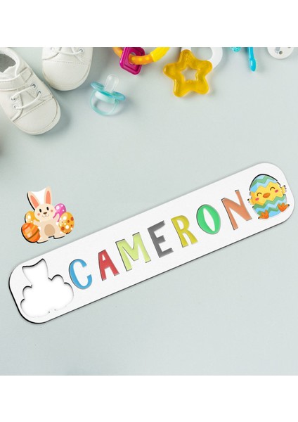 Toys Çocuklara Özel Isimli Paskalya Bayramı Ahşap Eğitici Yapboz Puzzle-2
