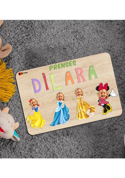 Toys Çocuklara Özel Prenses Konseptli Ahşap Eğitici Yapboz Puzzle