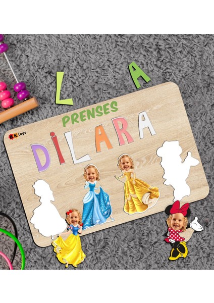 Toys Çocuklara Özel Prenses Konseptli Ahşap Eğitici Yapboz Puzzle