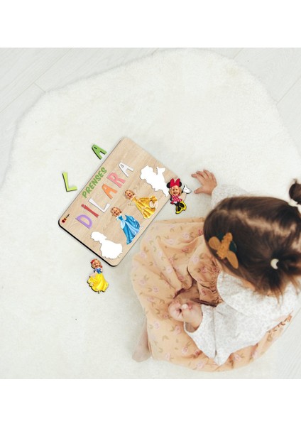 Toys Çocuklara Özel Prenses Konseptli Ahşap Eğitici Yapboz Puzzle