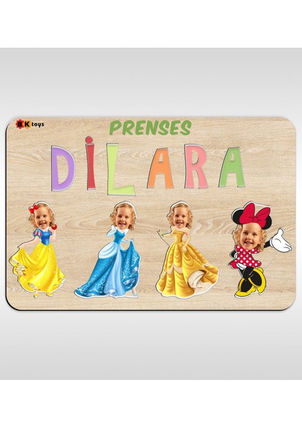 Toys Çocuklara Özel Prenses Konseptli Ahşap Eğitici Yapboz Puzzle