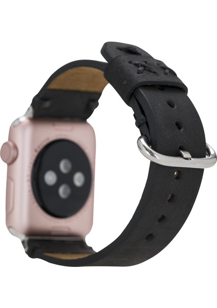 Apple Watch Uyumlu Deri Kordon 42-44-45MM G1 Siyah