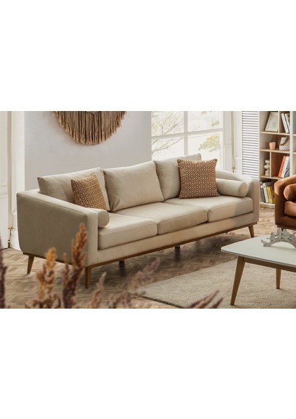 Brande Cream Üçlü Kanepe