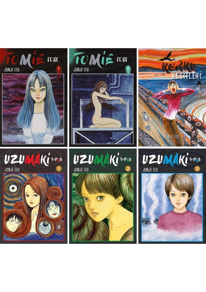 Junji Ito 6 Kitap Manga Seti / Tomie - Korku Kesitleri - Uzumaki