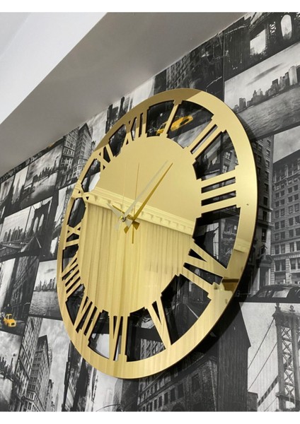 Gold Duvar Saati Mdf Üzeri Tam Boy Pleksi 40X40 cm
