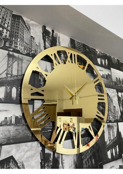 Gold Duvar Saati Mdf Üzeri Tam Boy Pleksi 40X40 cm fiyatları