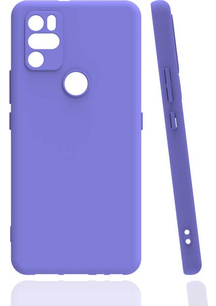 Omix X500 Kılıf Mat Esnek Biye Silikon Kılıf Lila + Cam Ekran Koruyucu