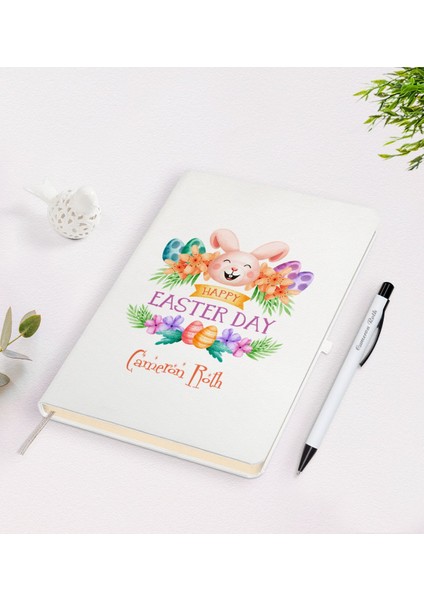 Kişiye Özel Paskalya Bayramı Beyaz Defter ve Kalem Seti-7