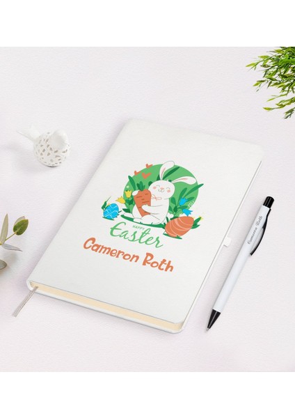 Kişiye Özel Paskalya Bayramı Beyaz Defter ve Kalem Seti-14