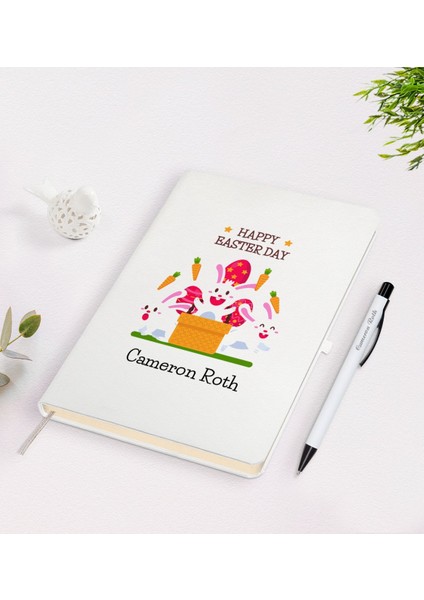 Kişiye Özel Paskalya Bayramı Beyaz Defter ve Kalem Seti-5