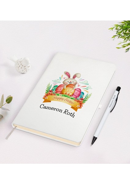 Kişiye Özel Paskalya Bayramı Beyaz Defter ve Kalem Seti-10