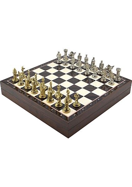 Gifthome Orta Boy Metal Osmanlı-Bizans Satranç Takımı Parlak ve Ceviz Desenli Sandıklı Mdf Tahtası (36X36X6 Cm.) modelleri