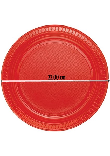 Kırmızı Plastik Tabak - 22,00 cm - 25 Adet fiyatları