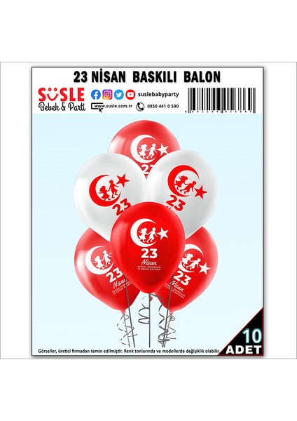 23 Nisan Baskılı 30cm Balon - 10 Adet modelleri