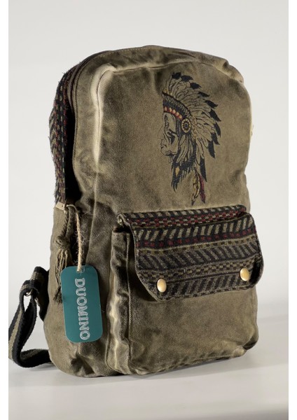 Kızılderili Sırt Çantası Orta Boy Günlük Kullanım Otantik 14'' İnç Seyahat Sırt Çantası