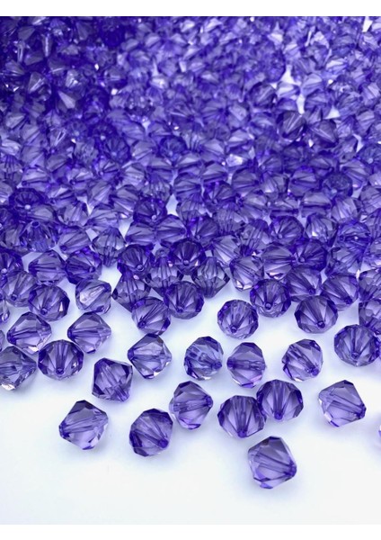 14MM Mor Renk Piramit Model Akrilik Boncuk,takı , Çanta Yapım Boncuğu (100GR,~110 Adet) fiyatları