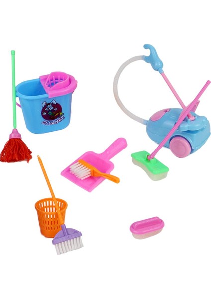 9 Adet / Takım Temizleme Aracı Seti Pretend Pretend Sevimli Ev Işleri Kiti Rol Oyna (Yurt Dışından)