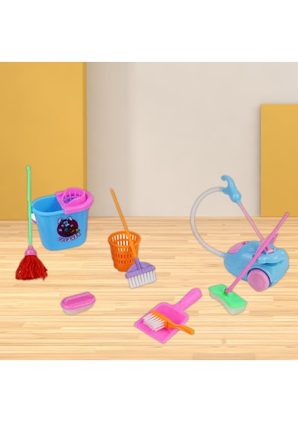 9 Adet / Takım Temizleme Aracı Seti Pretend Pretend Sevimli Ev Işleri Kiti Rol Oyna (Yurt Dışından)