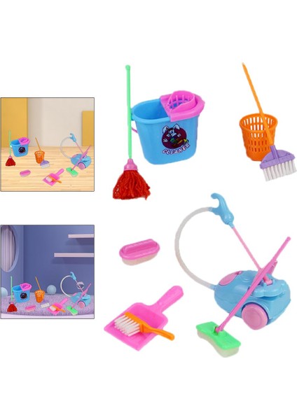 9 Adet / Takım Temizleme Aracı Seti Pretend Pretend Sevimli Ev Işleri Kiti Rol Oyna (Yurt Dışından)