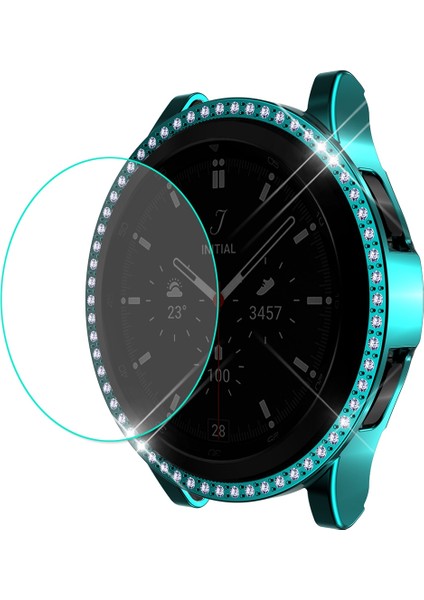 For Samsung Galaxy Watch4 Classic 46MM Enkay Hat-Prince 2 In 1 Full Coverage Electroplated Pc Case With Decorative Diamond + Tempered Glass Protector