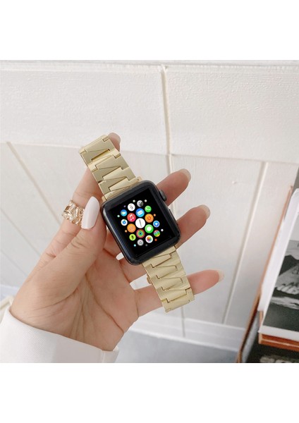 Yaratıcı Zincir Paslanmaz Çelik Metal Askısı Apple Watch Uyumlu Series 7 45MM / 6 & Se & 5 & 4 44MM / 3 & 2 & 1 42MM