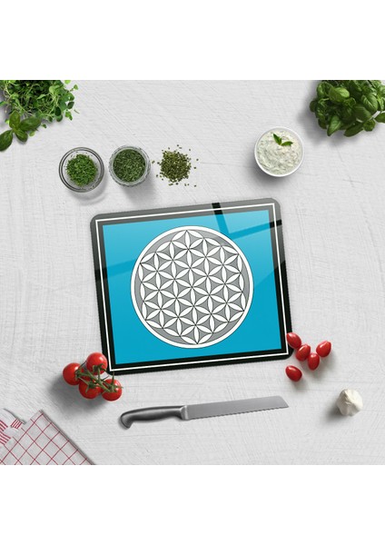 Cam Kesme Tahtası - Cam Kesme Tablası | Yaşam Çiçeği | 29cm x 34cm