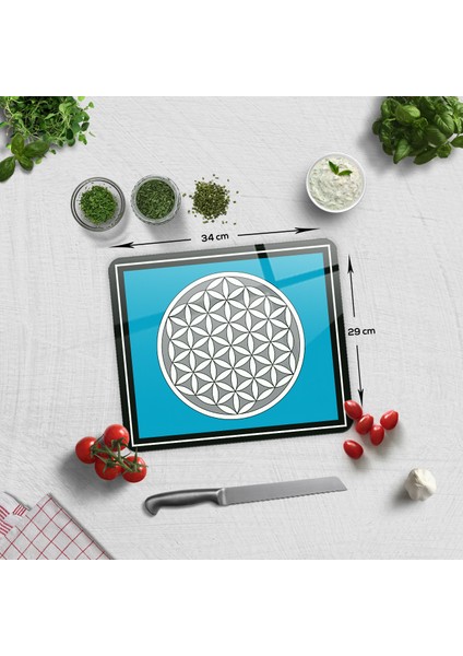Cam Kesme Tahtası - Cam Kesme Tablası | Yaşam Çiçeği | 29cm x 34cm fiyatları