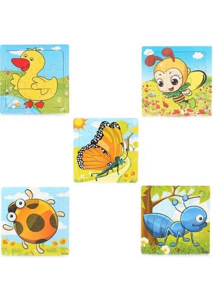 5'li Puzzle Seti - Kanatlı Hayvancıklar Seti - Çocuk Yapboz - Gelişim Oyuncağı - 5 Adet Puzzle