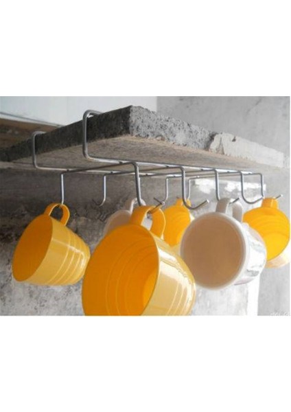 Bardak Fincan Askılığı,10 Kancalı Bardak Fincan Askılığı Metal Raf Altı Portatif Bardak Fincan Askılığı